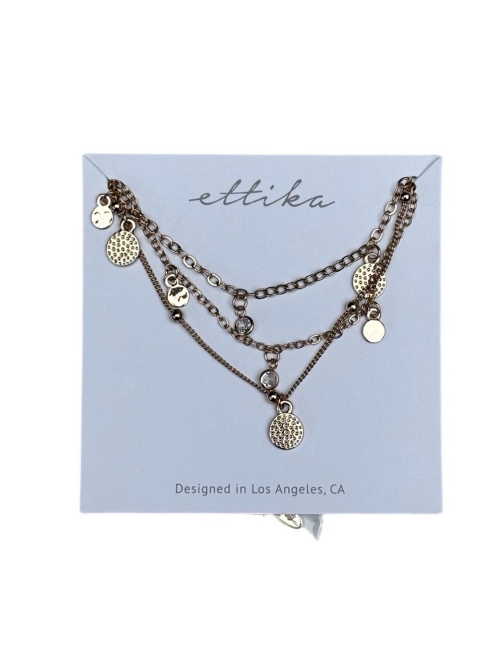 Ettika Gold Multi-Layer Coin and Crystal Necklace 18K Plated - Picture 3 of 5